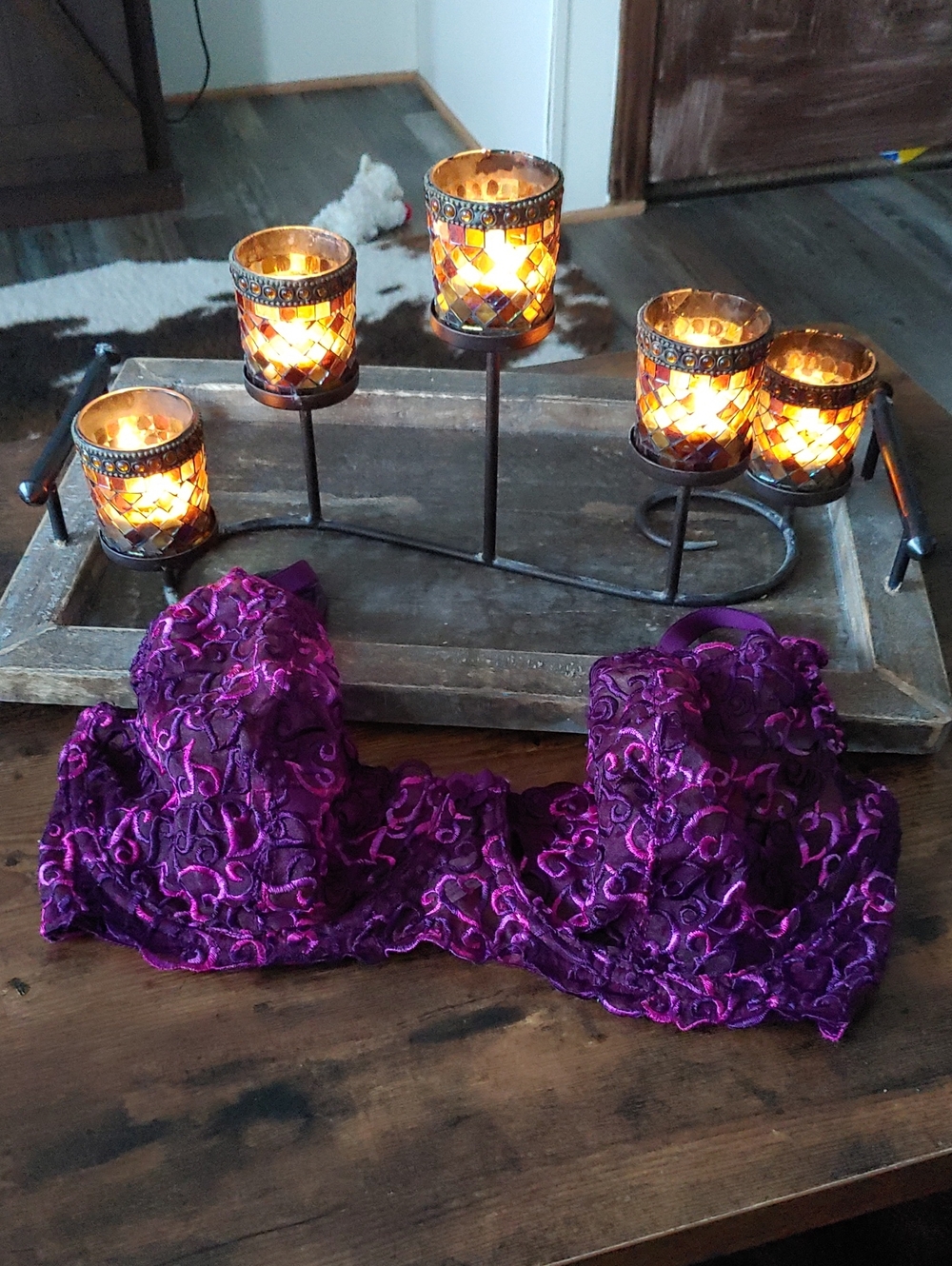 Like New 38DD Victoria's Secret Semi Sheer Purple Unpadded Underwire bra